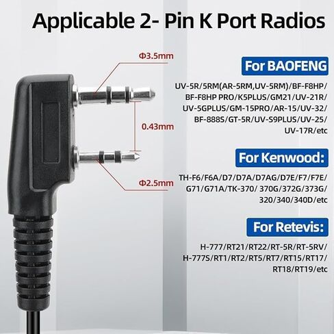 BAOFENG سماعة أذن لاسلكية مع ميكروفون 2 دبوس سماعة راديو أنبوب صوتي لجهاز Walkie Talkie UV-5R Mini BF-F8HP PRO AR-5RM DM-32 K5PLUS UV-32 UV-5R سماعة أذن راديو ثنائية الاتجاه 10 عبوات in Kuwait