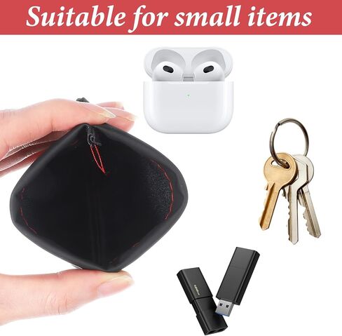 4pcs Earbuds Pouch Leather Headphone Pouches Headphone Storage Bag Black Snap Closure Pouch Pu Leather Earphone Small Pouches for Purse Headphones Storage Organizer for USB Keys Coins Jewellery in Kuwait