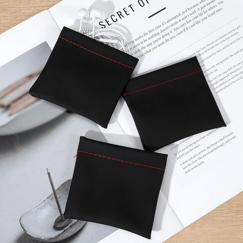 4pcs Earbuds Pouch Leather Headphone Pouches Headphone Storage Bag Black Snap Closure Pouch Pu Leather Earphone Small Pouches for Purse Headphones Storage Organizer for USB Keys Coins Jewellery in Kuwait