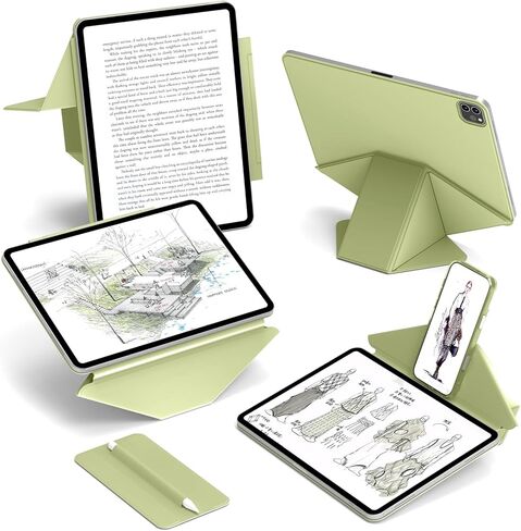 JKSML Dynamic Folio Case for iPad Pro 11-Inch 4th/3rd/2nd/1st Gen (2022/2021/2020/2018) with Detachable Pencil Holder, 20+ Multi-Angle Origami Cover, Ergonomic & Slim & Powerful Magnetic - Black in Kuwait