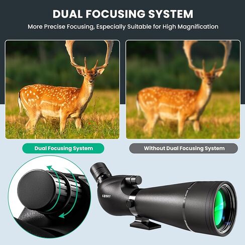 Gosky 20-60x80mm Spotting Scope with Phone Adapter & Tripod - BAK4 Prism Spotter Scope for Bird Watching Wildlife Observing Hiking, Portable with Carrying Bag and Cleaning Kits in Kuwait