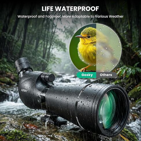 Gosky 20-60x80mm Spotting Scope with Phone Adapter & Tripod - BAK4 Prism Spotter Scope for Bird Watching Wildlife Observing Hiking, Portable with Carrying Bag and Cleaning Kits in Kuwait