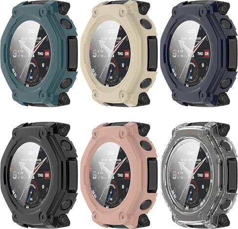 Compatible with Amazfit T-Rex 3 Pro 48mm Screen Protector Case, FitTurn Replacement Color PC Bumper with Tempered Glass Full Screen Protector Cover Film Accessories for Amazfit T-Rex 3 Pro 48mm Watch in Kuwait
