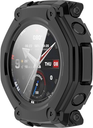 Compatible with Amazfit T-Rex 3 Pro 48mm Screen Protector Case, FitTurn Replacement Color PC Bumper with Tempered Glass Full Screen Protector Cover Film Accessories for Amazfit T-Rex 3 Pro 48mm Watch in Kuwait
