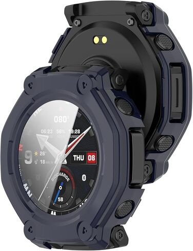 Compatible with Amazfit T-Rex 3 Pro 48mm Screen Protector Case, FitTurn Replacement Color PC Bumper with Tempered Glass Full Screen Protector Cover Film Accessories for Amazfit T-Rex 3 Pro 48mm Watch in Kuwait