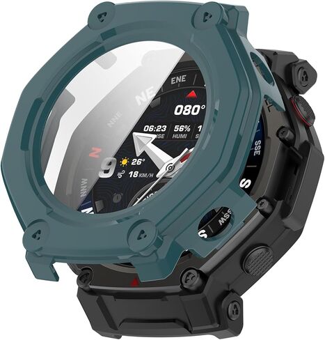 Compatible with Amazfit T-Rex 3 Pro 48mm Screen Protector Case, FitTurn Replacement Color PC Bumper with Tempered Glass Full Screen Protector Cover Film Accessories for Amazfit T-Rex 3 Pro 48mm Watch in Kuwait