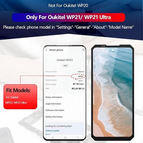 استبدال شاشة Oukitel WP21/WP21 Ultra لشاشة Oukitel WP19/WP17 LCD التي تعمل باللمس مع أدوات (أسود) in Kuwait