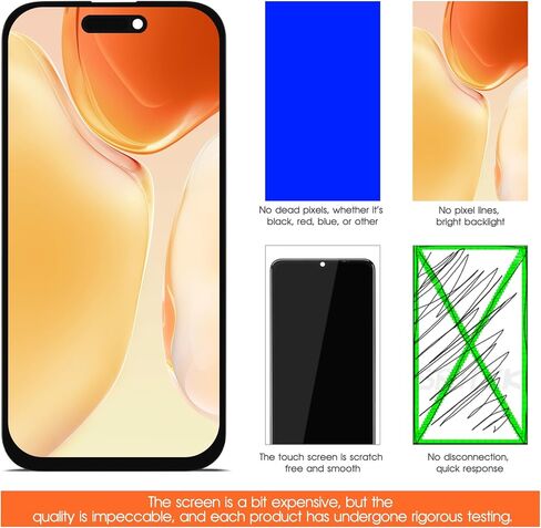 Not Original Screen for iPhone 16 Screen Replacement for iPhone 16 LCD Screen A3287,A3081,A3286,A3288 3D Touch Display Digitizer Assembly Repair Parts(Black No Frame in Kuwait
