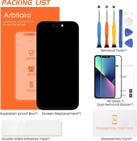 Not Original Screen for iPhone 16 Screen Replacement for iPhone 16 LCD Screen A3287,A3081,A3286,A3288 3D Touch Display Digitizer Assembly Repair Parts(Black No Frame in Kuwait