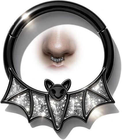 Cocharm Halloween Septum Rings 16g Bat Septum Jewelry Cute Helix Daith أقراط للنساء 316L من الفولاذ المقاوم للصدأ حلزونيات ثقب المجوهرات in Saudi Arabia