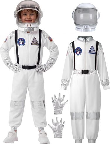 Spooktacular Creations Halloween Child Unisex Silver Stripes Astronaut Costume, Pilot Jumpsuit With Helmet in Saudi Arabia