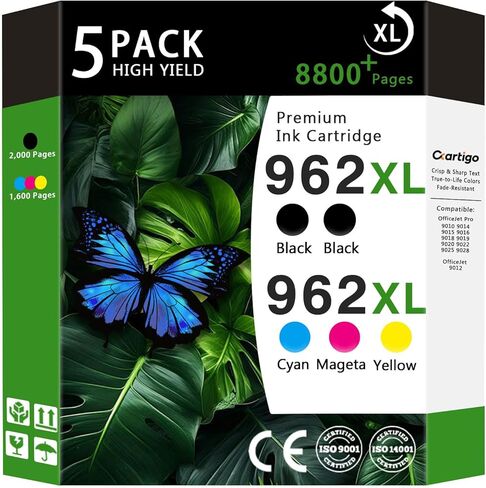 962XL High Yield Ink Cartridges Compatible for Combo Pack HP 962XL HP962 HP962XL Replacement for OfficeJet Pro 9015e 9010 9025e 9010e 9012 9015 9018 9020 Printers (Black/Cyan/Magenta/Yellow 5-Pack) in Kuwait