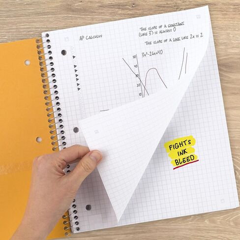 Five Star Spiral Notebooks, 6 Pack, 1 Subject, Graph Ruled Paper, Fights Ink Bleed, Water Resistant Cover, 8-1/2" x 11", 100 Sheets, Purple, Orange, Green, Blue, Gray, Black (73549) in Saudi Arabia