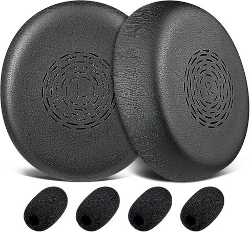 استبدال وسائد الأذن SOULWIT لسماعات Jabra Engage 50 II/Engage 40 السلكية، ووسائد الأذن مع جلد البروتين الناعم وإسفنج الذاكرة عالي الكثافة - أسود in Kuwait