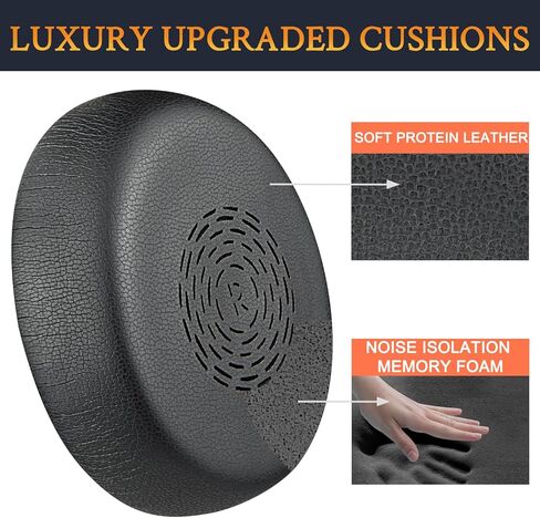 استبدال وسائد الأذن SOULWIT لسماعات Jabra Engage 50 II/Engage 40 السلكية، ووسائد الأذن مع جلد البروتين الناعم وإسفنج الذاكرة عالي الكثافة - أسود in Kuwait
