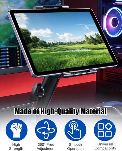 Heavy Duty Aluminum Tablet Mount with Drill Base, Adjustable 1" Ball Arm Holder Fit for 6.5"-12.9" iPad Pro/Mini Tablets, Secure Dashboard Truck Car Wall Desk Installation in Kuwait
