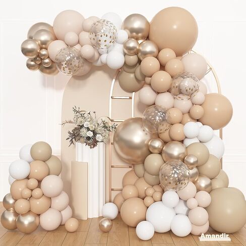 Amandir 164Pcs Rose Gold Pink Balloons Garland Arch Kit Light Pink Gold White Confetti Latex Metallic Balloons for Birthday Decorations Baby Shower Wedding Party Decorations Supplies in Saudi Arabia