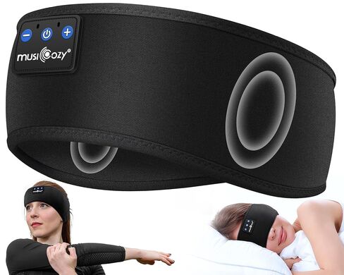 MUSICOZY Sleep Headphones Bluetooth 5.4 Headband, Sports Wireless Earphones Sweat Resistant Earbuds Sleeping Headphone with Ultra-Thin HD Stereo Speaker for Workout Running Cool Gadgets Unique Gifts in Kuwait