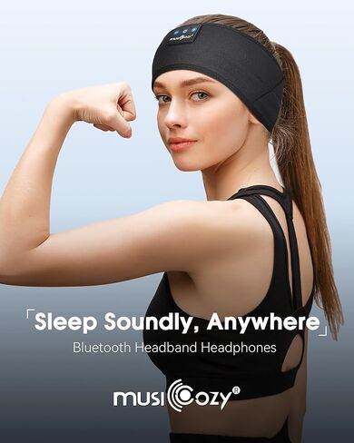 MUSICOZY Sleep Headphones Bluetooth 5.4 Headband, Sports Wireless Earphones Sweat Resistant Earbuds Sleeping Headphone with Ultra-Thin HD Stereo Speaker for Workout Running Cool Gadgets Unique Gifts in Kuwait