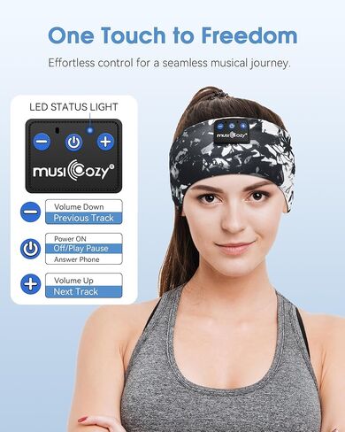 MUSICOZY Sleep Headphones Bluetooth 5.4 Headband, Sports Wireless Earphones Sweat Resistant Earbuds Sleeping Headphone with Ultra-Thin HD Stereo Speaker for Workout Running Cool Gadgets Unique Gifts in Kuwait