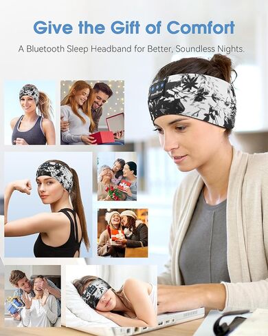 MUSICOZY Sleep Headphones Bluetooth 5.4 Headband, Sports Wireless Earphones Sweat Resistant Earbuds Sleeping Headphone with Ultra-Thin HD Stereo Speaker for Workout Running Cool Gadgets Unique Gifts in Kuwait