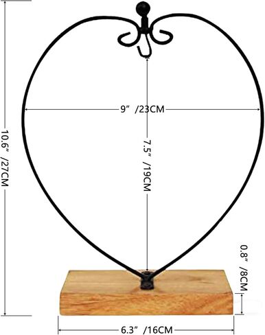 Archi Ornament Display Stand Iron Pothook Stand for Hanging Glass Terrarium/Picture with Wood Base (Heart) in Saudi Arabia