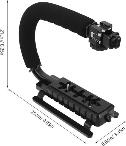 Handheld Camera Stabilizer Handle Grip with Cold Shoe Mounts, Smartphone Clamp, and Screw Adapter for Video Recording and Dv Cameras, Portable Video Stabilizing Rig for Filmmakers in Kuwait