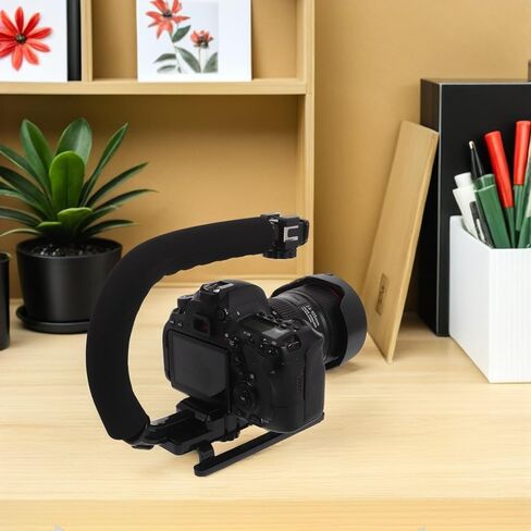 Handheld Camera Stabilizer Handle Grip with Cold Shoe Mounts, Smartphone Clamp, and Screw Adapter for Video Recording and Dv Cameras, Portable Video Stabilizing Rig for Filmmakers in Kuwait