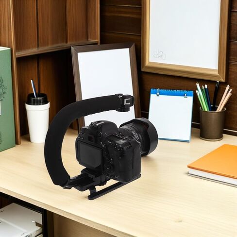 Handheld Camera Stabilizer Handle Grip with Cold Shoe Mounts, Smartphone Clamp, and Screw Adapter for Video Recording and Dv Cameras, Portable Video Stabilizing Rig for Filmmakers in Kuwait