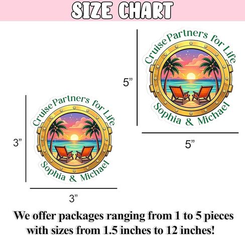 Custom Cruise Ship Name Sticker Personalized Text Porthole Cruising Partners Husband Wife Decal Waterproof Die Cut Vinyl DTF Decal Unisex Gift for Laptop Helmet Car Cup Phone Tablet for Male Female in Kuwait