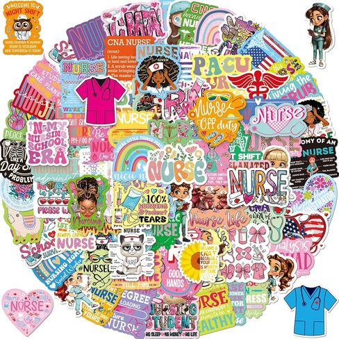 Ceiba Tree Nurse Stickers Nurses Week Appreciation Nursing School Graduation 2026 Gifts 100 Pcs Medical Health Care Workers White Angels Decals Accessories for Work for Laptop Water Bottle Computer in Kuwait
