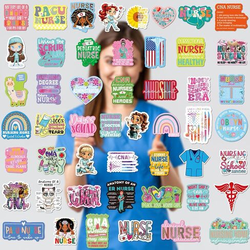 Ceiba Tree Nurse Stickers Nurses Week Appreciation Nursing School Graduation 2026 Gifts 100 Pcs Medical Health Care Workers White Angels Decals Accessories for Work for Laptop Water Bottle Computer in Kuwait