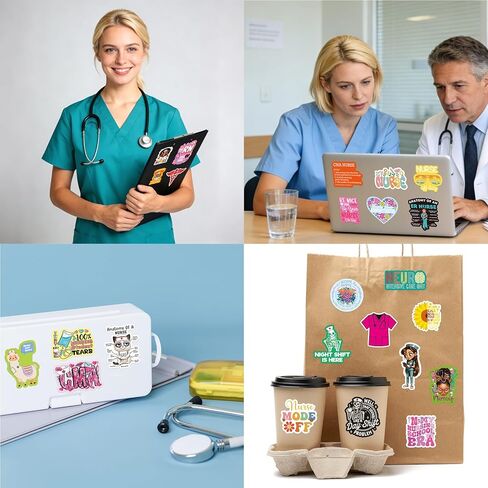 Ceiba Tree Nurse Stickers Nurses Week Appreciation Nursing School Graduation 2026 Gifts 100 Pcs Medical Health Care Workers White Angels Decals Accessories for Work for Laptop Water Bottle Computer in Kuwait