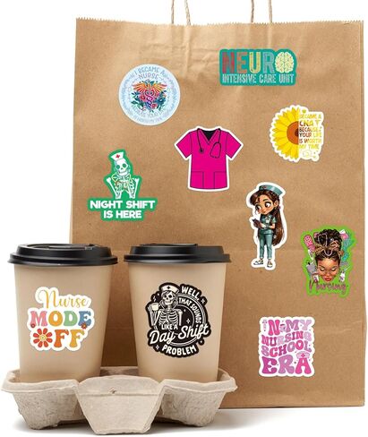 Ceiba Tree Nurse Stickers Nurses Week Appreciation Nursing School Graduation 2026 Gifts 100 Pcs Medical Health Care Workers White Angels Decals Accessories for Work for Laptop Water Bottle Computer in Kuwait