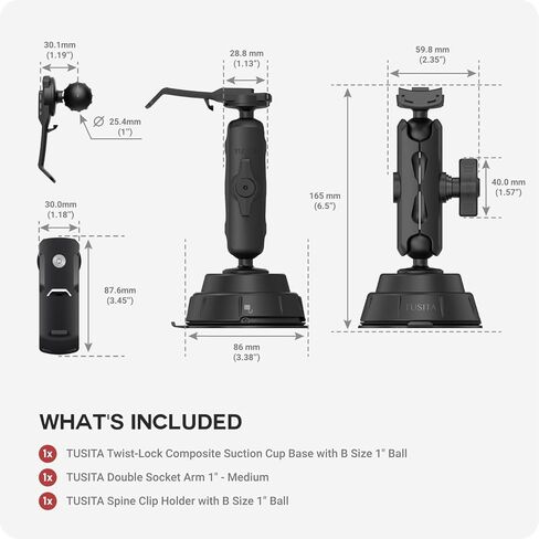 TUSITA Twist Lock Suction Cup Mount with Spine Clip Holder Compatible with Garmin Handheld GPS in Kuwait