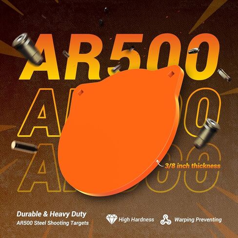 مجموعة كومبو من الصلب AR500 مقاس 3/8 بوصة للرماية، 3 قطع 4 بوصات و6 بوصات و8 بوصات أهداف غونغ مع مجموعة تعليق شديدة التحمل، تتضمن دعامات حامل وخطافات ودبابيس وأهداف ورقية - تناسب قناة OD EMT مقاس 1 بوصة in Kuwait