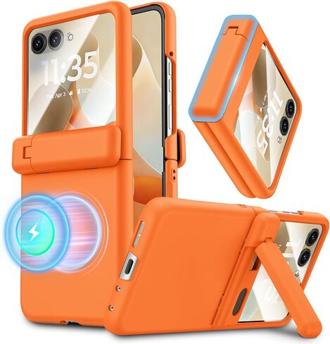 حافظة Maxdara لهاتف Motorola Razr 2026/2025/2024، [مسند مخفي] [متوافق مع MagSafe] [واقي شاشة مدمج] [حماية المفصلات] غطاء مغناطيسي لهاتف Moto Razr 2026/2025، أسود in Kuwait