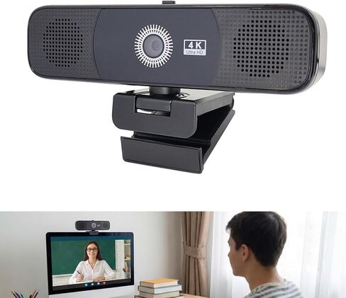 4K Webcam with Double Noise Canceling Microphones and Integrated Loudspeaker for Video Conferencing Online Classes in Kuwait