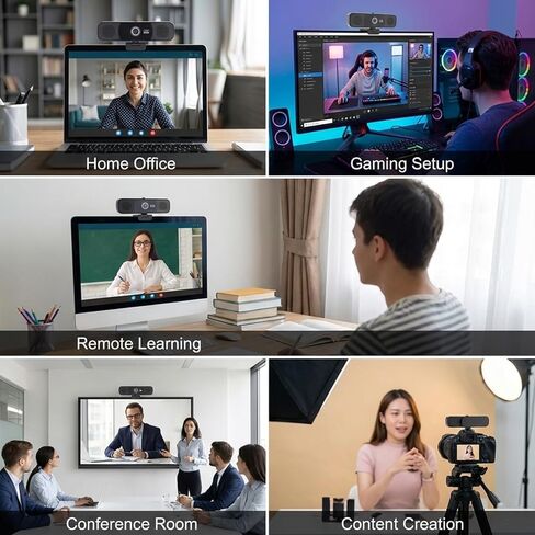 4K Webcam with Double Noise Canceling Microphones and Integrated Loudspeaker for Video Conferencing Online Classes in Kuwait