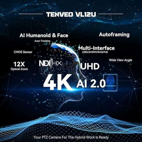 مجموعة/مجموعة كاميرا Tenveo 4K PTZ - 3 كاميرات تكبير بصري 12X NDI AI (LAN/HDMI/USB3.0)، وحدة تحكم عصا التحكم NDI بشاشة 5 بوصة، محول فيديو 4K HDMI SDI ومفتاح PoE بـ 8 منافذ in Kuwait