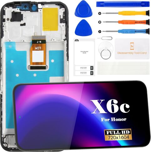 SRJTEK TFT لشاشة LCD Honor X6c لشاشة Honor X6c البديلة لشاشة Honor X6c NIC-LX1 NIC-LX2 شاشة LCD NIC-LX3 طقم إصلاح مجموعة رقمنة اللمس (6.61 بوصة، أسود مع إطار) in Kuwait