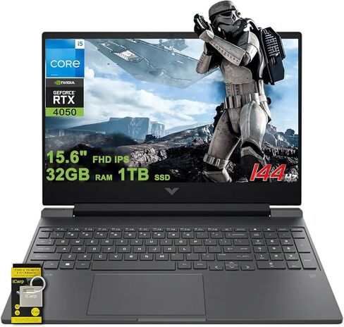 كمبيوتر محمول HP Victus للألعاب مقاس 15.6 بوصة FHD IPS 144 هرتز Intel 8-core i5-13420H (>i7-12650H) ذاكرة الوصول العشوائي 16 جيجابايت 1 تيرابايت SSD GeForce RTX 4050 بإضاءة خلفية من النوع C B&O شحن سريع Win11 ICP Hub in Kuwait