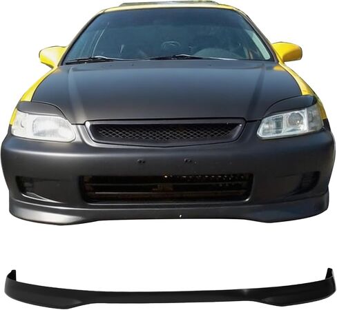 Front Bumper Lip Compatible with 1996-1998 Honda Civic, T-R Style Black PP by IKON MOTORSPORTS in Saudi Arabia