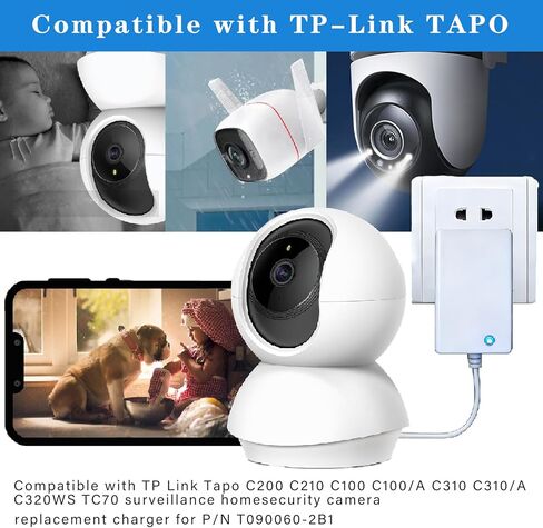 استبدال مصدر الطاقة 10 أقدام 9 فولت لكاميرا TP Link Tapo C100/C110/C121، Kasa Smart EC70 EC71 KC410s شاحن كاميرا أمان عموم/إمالة - سلك محول تيار متردد تيار مستمر in Kuwait