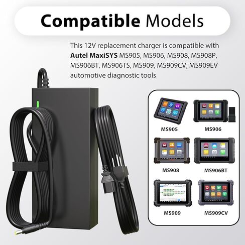 12V Power Supply Adapter Fits for D-Autel MaxiSYS Diagnostic Scanners,Compatible with MS905, MS906, MS906BT, MS906TS, MS908, MS908P, MS908S, Elite II PRO MS909, MS909CV Automotive Diagnostic Scanner in Kuwait