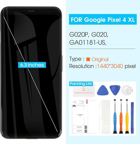 Original for Google Pixel 4 XL LCD Display - for Google Pixel 4XL LCD Screen Replacement G020P G020 GA01181-US GA01182-US GA01180-US Touch Screen Digitizer Assembly Repair Tools (Black with Frame) in Kuwait