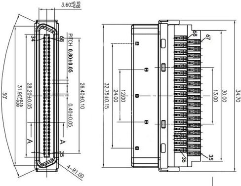موصل 68Pin. غلاف حديدي. SCSI 68P.V68 in Kuwait