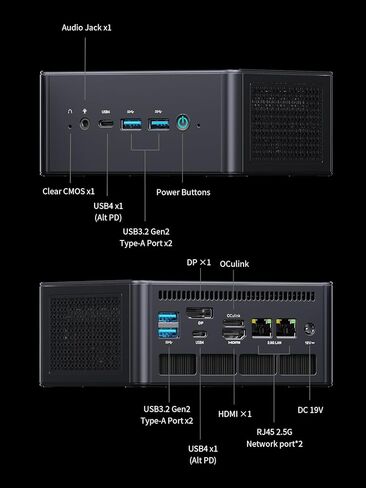 MINISFORUM UM890 Pro Barebone with Mini PC, AMD Ryzen 9 8945HS Mini Computers,8K Quad Display HDMI/DP1.4/USB4 х 2, AMD Radeon 780M/Dual LAN 2.5(NO RAM/SSD/OS) (Renewed) in Kuwait
