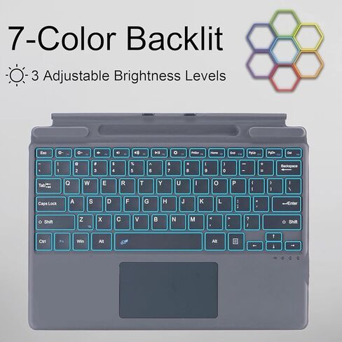 banapoy Ultra Slim Bluetooth Keyboard, Portable Silent Tablet Wireless Keyboard with 7 Color Backlit, Pen Holder, Touchpad, for Pro 11 10 9 8 X in Kuwait