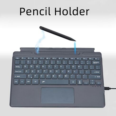banapoy Ultra Slim Bluetooth Keyboard, Portable Silent Tablet Wireless Keyboard with 7 Color Backlit, Pen Holder, Touchpad, for Pro 11 10 9 8 X in Kuwait